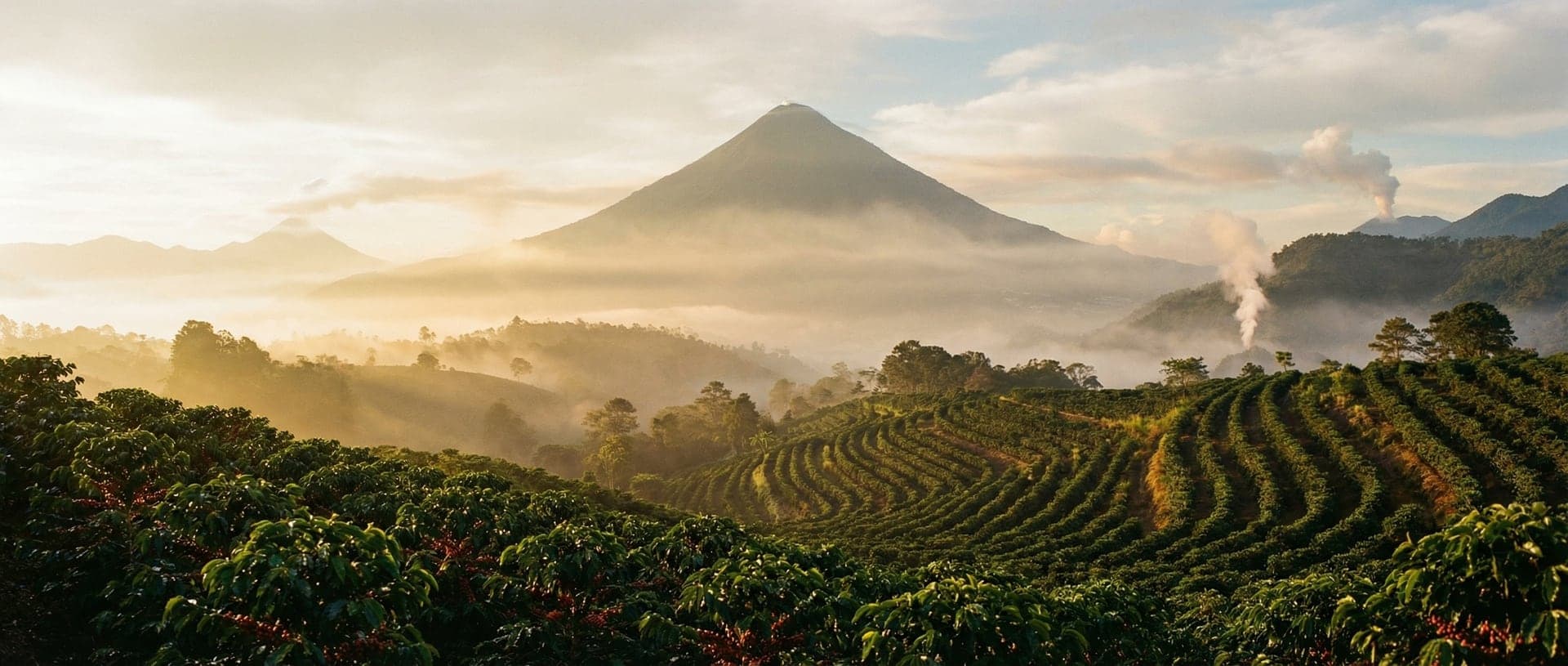 Guatemalas høyland i morgenlys